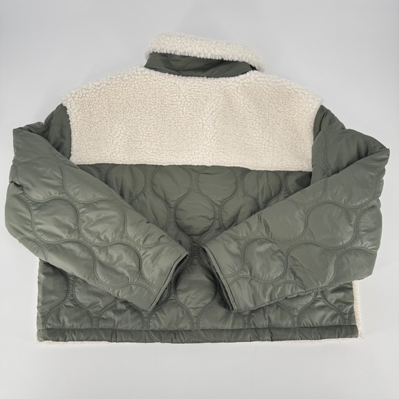 Athleta Fleece Hybrid Jacket‎ Sherpa Lined Olive Green Womens Large - Picture 3 of 5